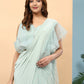 Light Blue Lycra Solid Ready to Wear Saree with stitched Blouse - Nita | Swadesiicart