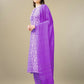 Jyoti Fashion Women's Purple Rayon Embroidery & Sequence work Kurta with Trouser & Dupatta | Swadesiicart