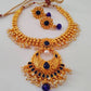 Blue Kemp With Pearls Necklace Set