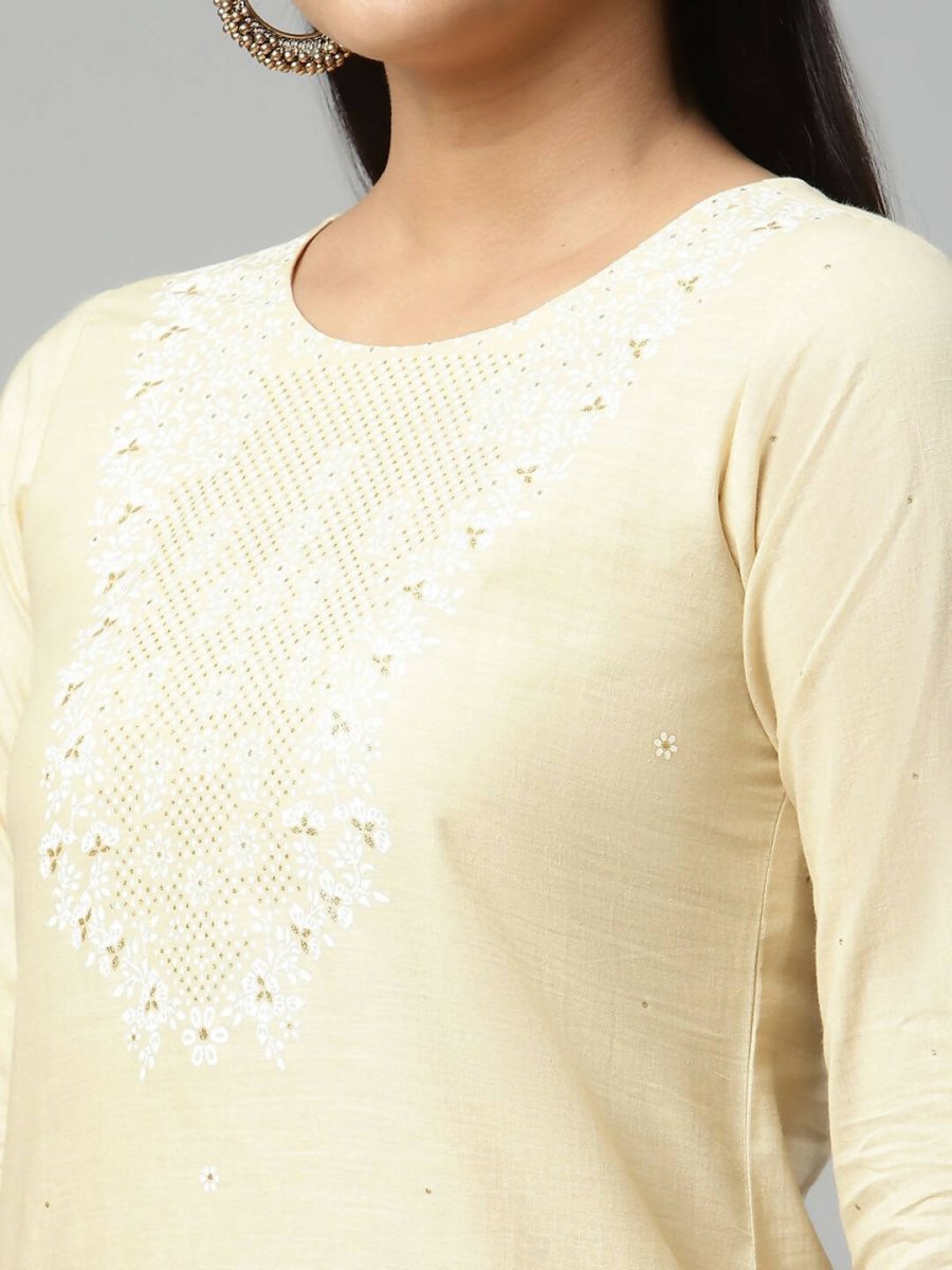 Ahalyaa Womens Chiku Pure Cotton Printed Kurta Palazzo Set | Swadesiicart