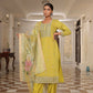 Jyoti Fashion Women's Light Yellow Cotton Silk Floral Print with Embroidered Kurta Set | Swadesiicart