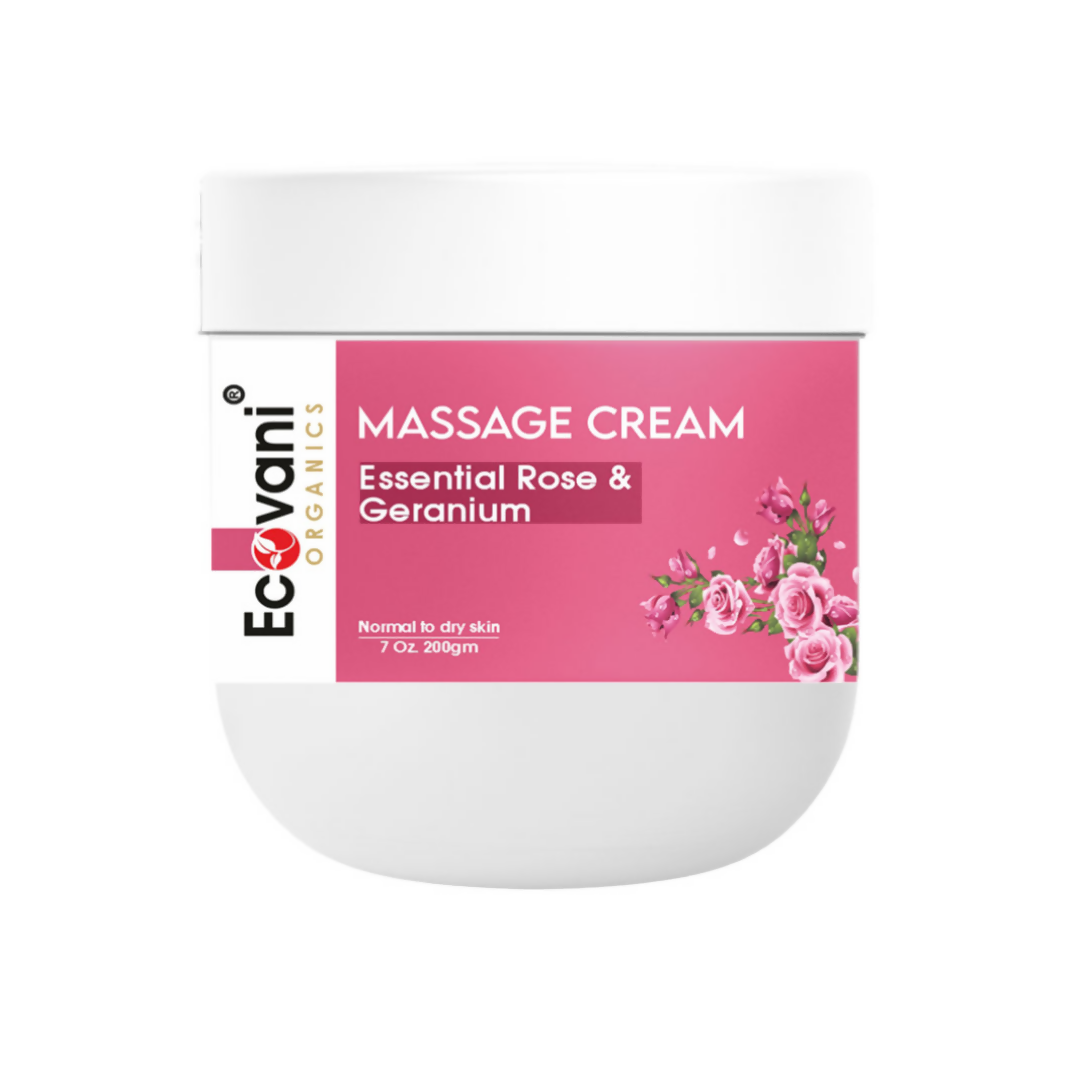 Ecovani Organics Essential Rose & Geranium Massage Cream - Swadesiicart