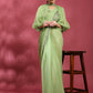 Green Fancy Pure Fabric Plain Ready to wear Saree with stitched Blouse - Vrinda | Swadesiicart