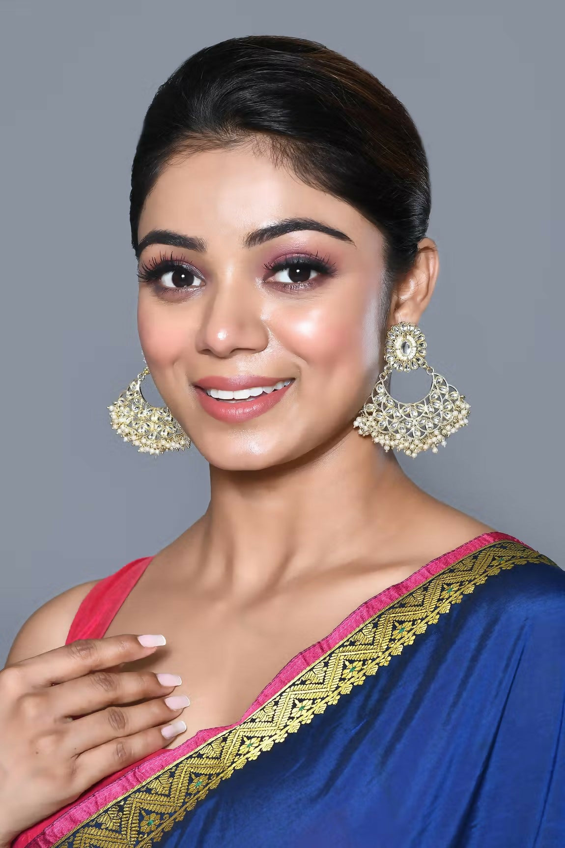 Joban Fashion Women Kundan Pearl Golden White Earrings - Swadesiicart