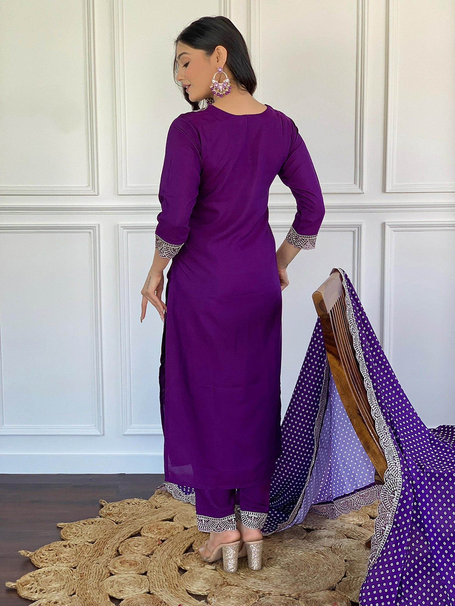 Partywear Designer ViscoseWine Stitched Suit With Dupatta - Tanisha | Swadesiicart