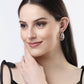 NVR Women Silver-Plated Circular-Shaped Half Hoop Earrings | Swadesiicart