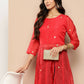 Ahalyaa Womens Kurta Set - Red | Swadesiicart