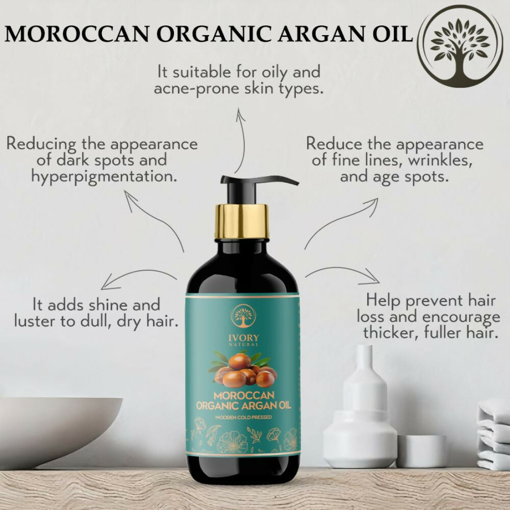 Ivory Natural Moroccan Organic Argan Oil Premium & Extra Virgin | Swadesiicart