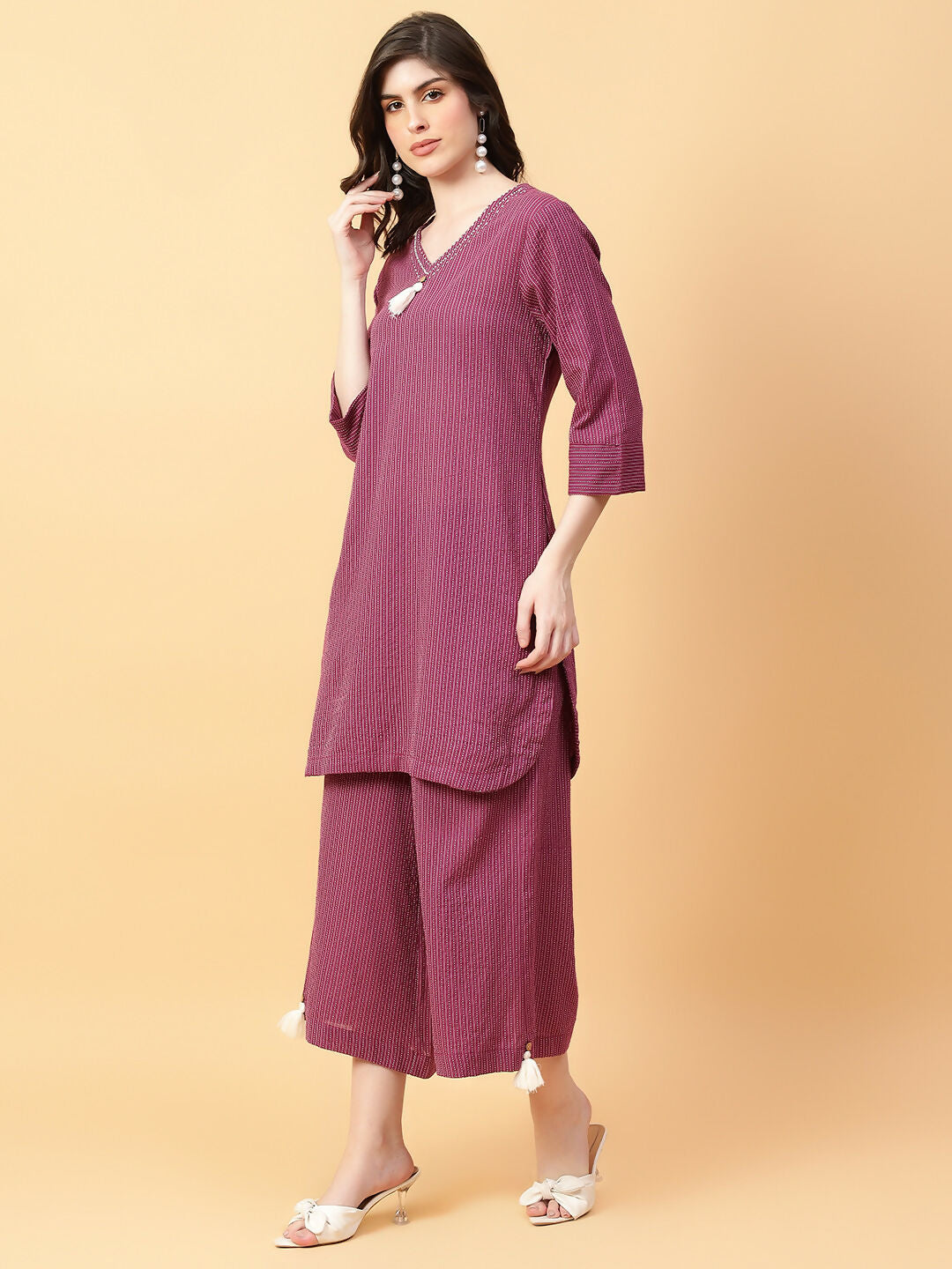 Joban Fashion Purple Cotton Khatha & Hand Work Co-ord Set - Swadesiicart
