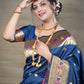 Jyoti Fashion Women's Blue Paithani Silk Zari Woven Saree with Blouse | Swadesiicart