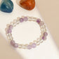 Clear Quartz and Amethyst White and Grey Beads Elastic Bracelet - Ruby Raang | Swadesiicart