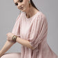 Ahalyaa Women Pink Rayon Gold Foil Print Tunic | Swadesiicart