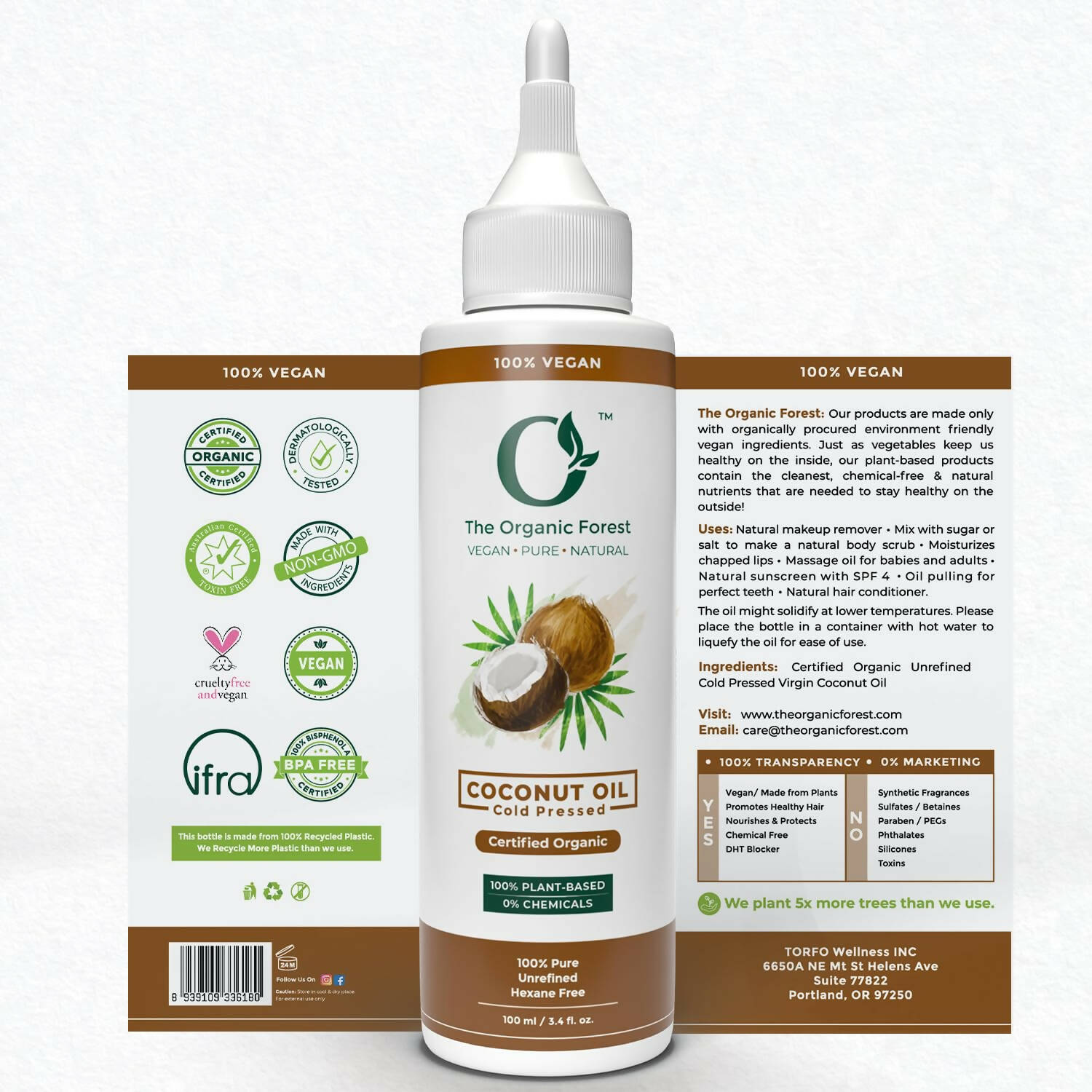 The Organic Forest Cold Pressed Coconut Oil - Swadesiicart