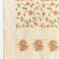 Beige Organza Floral Embroidered Saree with Unstitched Blouse Piece - Roozal