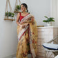 Vamsee 3 Latkan Brown Organza Saree - Swadesiicart