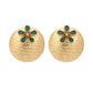 Nuyug 22K Gold-Plated Faux Emerald Stones Studded Circular Floral Shaped Motif Studs | Swadesiicart
