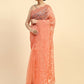 Vamsee Sujal Orange Organza Saree - Swadesiicart