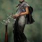 Grey Satin Solid Designer, Printed Party Wear Ready To Wear Saree - Nasreen | Swadesiicart