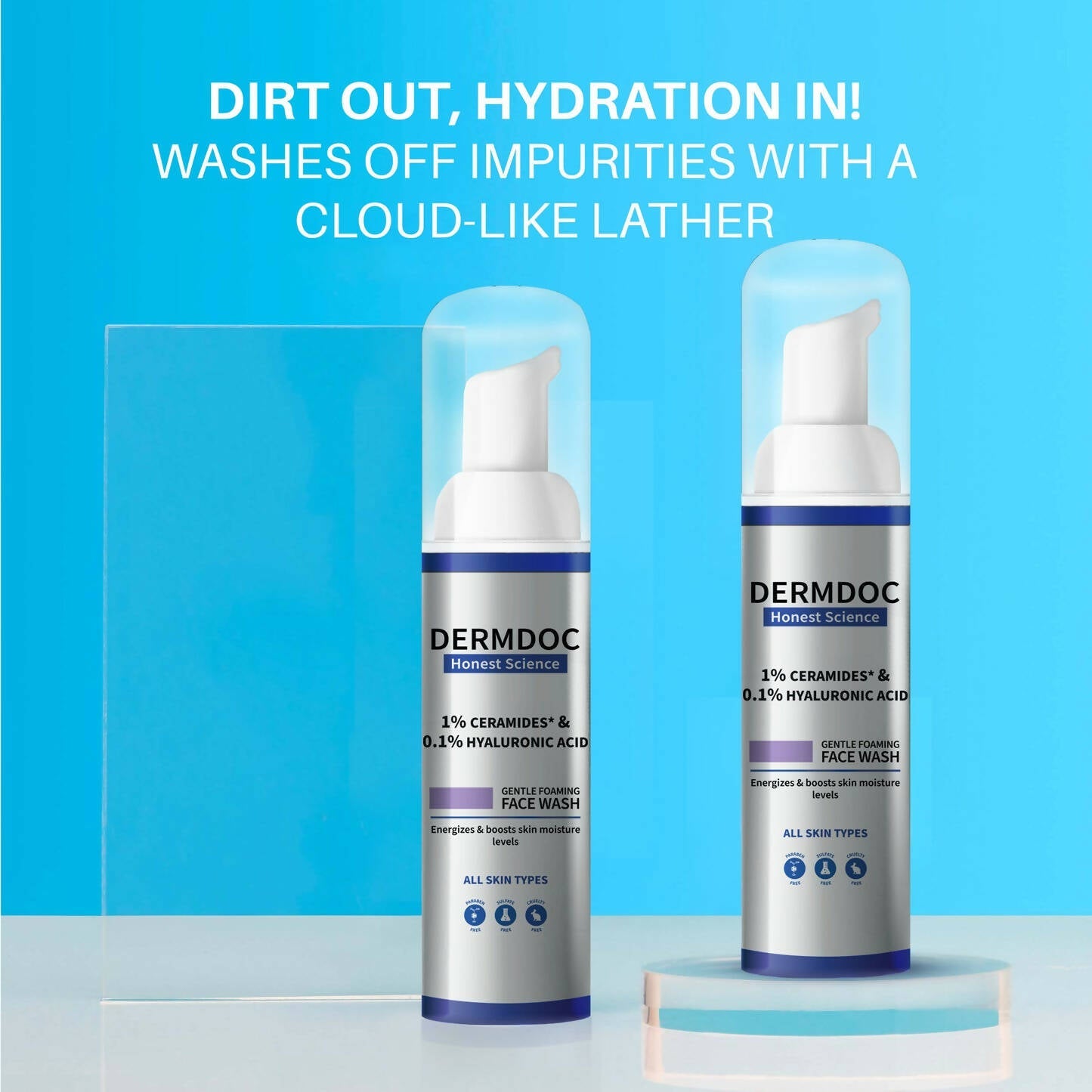 Dermdoc 1% Ceramides * & 0.1% Hyaluronic Acid Gentle Foaming Face Wash - Swadesiicart