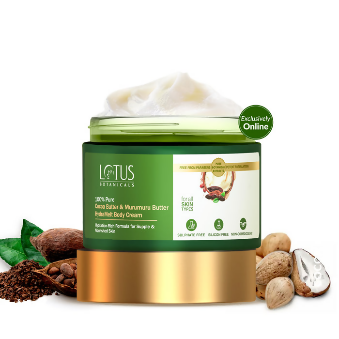 Lotus Botanicals 100% Pure Cocoa Butter & Murumuru Butter HydraMelt Body Cream | Swadesiicart