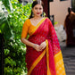 Light Red Polycotton Ethnic Motifs Saree with Unstitched Blouse - Hiral Fashion | Swadesiicart
