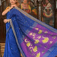 Very Much Indian Handloom Pure Cotton Paithani Swan Pallu-Marine Blue | Swadesiicart