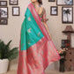 Joban Fashion Banarasi Turquoise Small Butti Soft Silk Saree | Swadesiicart