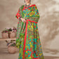 Aayaa Designer Winter Collection Printed Saree With Shawl - Multi Color