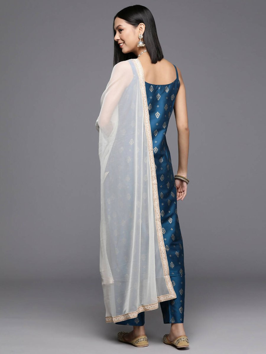 Ahalyaa Women's Traditional wear Kurta Set - Blue | Swadesiicart