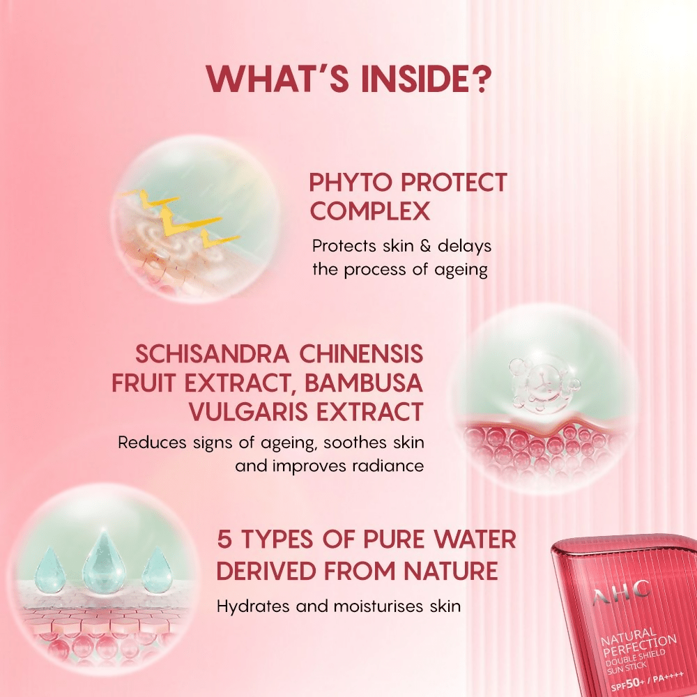 AHC Natural Perfection Double Shield Sun Stick With SPF 50+ & PA++++ - Korean Skincare | Swadesiicart