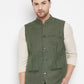 Even Apparels Green Wool Men Woven Nehru Jacket | Swadesiicart