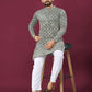 Anaita Grey Chikankari Work Viscose Rayon Straight Kurta