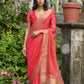 Vishnu Weaves Women's Gajri Soft Tissue Silk Zari Woven Saree with Blouse - Swadesiicart