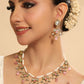 Nuyug 22K Gold Plated Pearl Empress Flora Pink Stone Drops Necklace Set | Swadesiicart