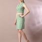 Myshka Women's Sea Green Solid Shawl Neck Party Top With Skirt Co-ord set - Swadesiicart