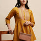 Mustard Chinon Embroidered Top - Tarini - Swadesiicart