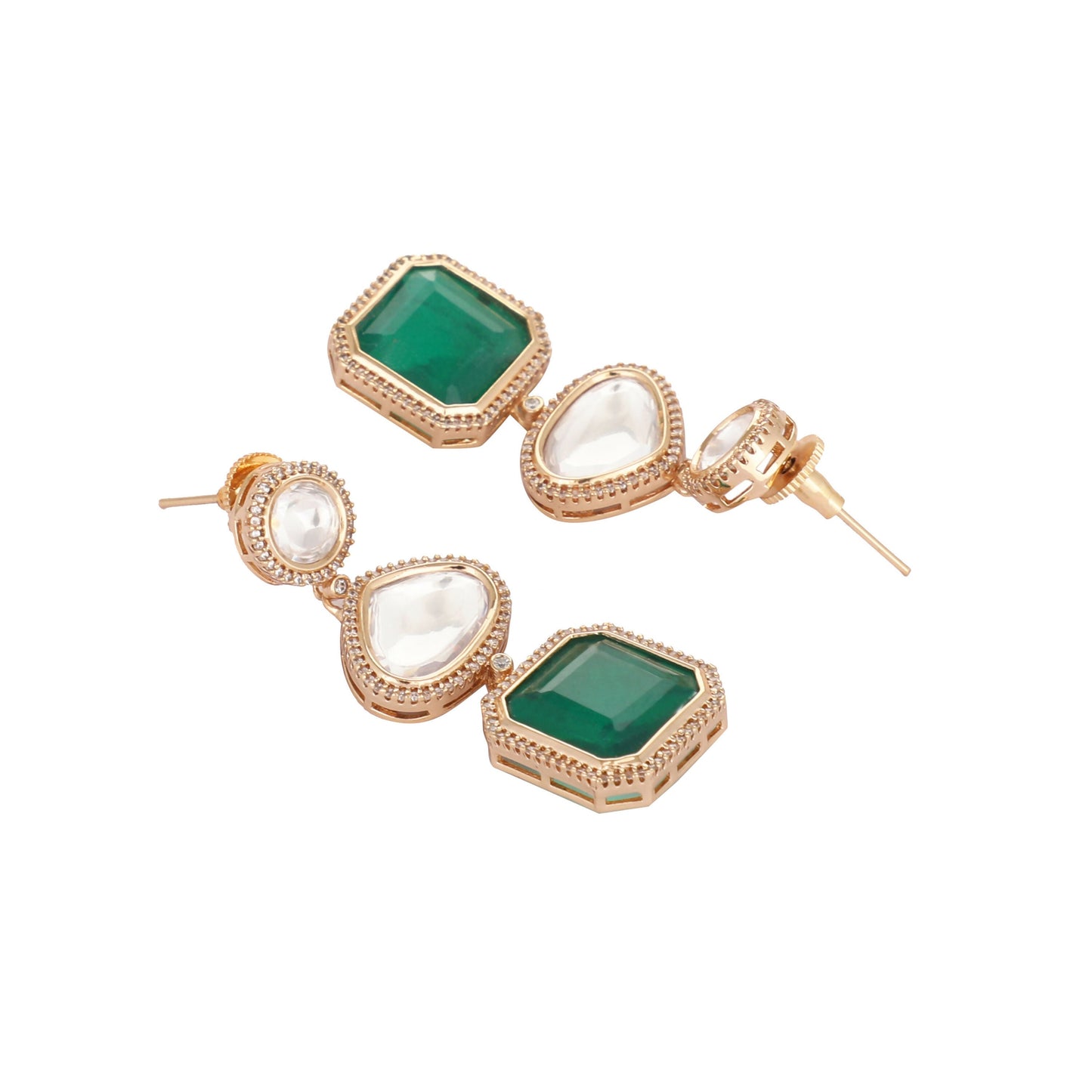Nuyug Emerald Drop Anti Tarnish Sparkle Earrings | Swadesiicart