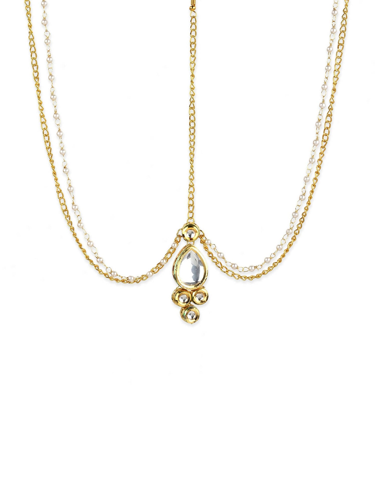 Gold-Polished Kundan Mathapatti - Ruby Raang | Swadesiicart