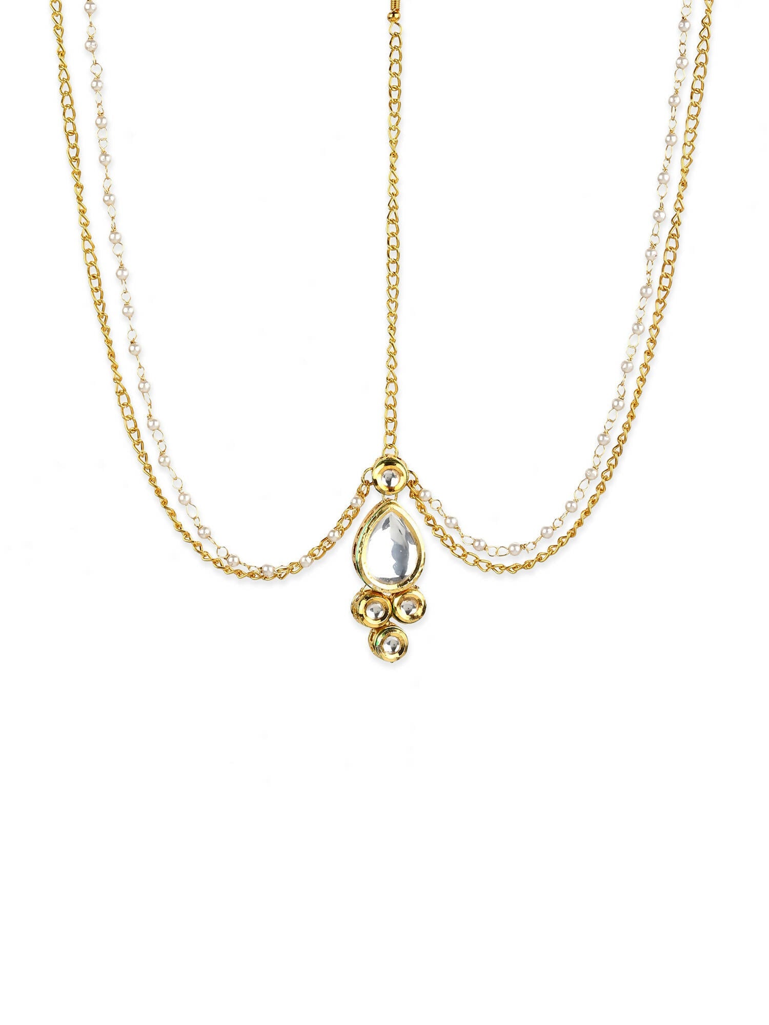 Gold-Polished Kundan Mathapatti - Ruby Raang | Swadesiicart