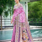 Vishnu Weaves Women's Baby Pink Paithani Patola Silk Zari Woven Saree with Unstitched Blouse - Swadesiicart