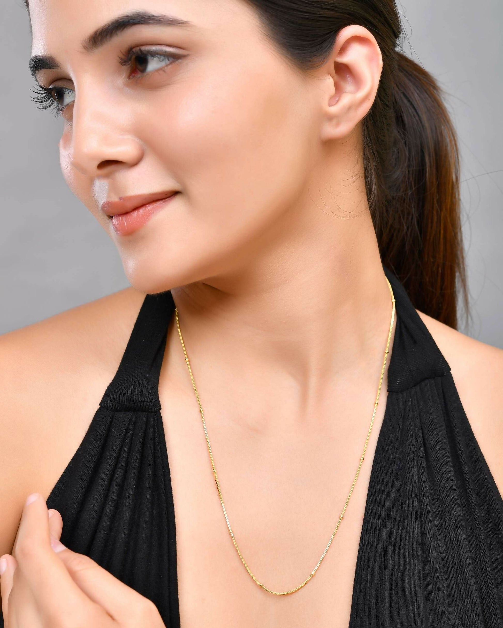 VOJ Gold-Polished Small Gold Beads Chain For Women | Swadesiicart