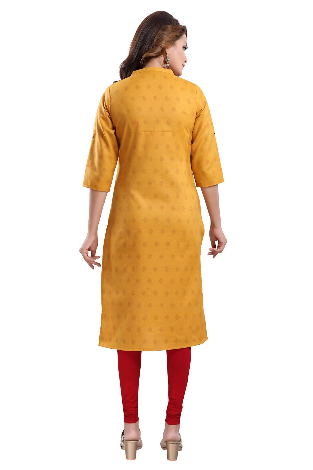 Snehal Creations Mustard Casual Cotton Printed Ladies Kurti - Swadesiicart