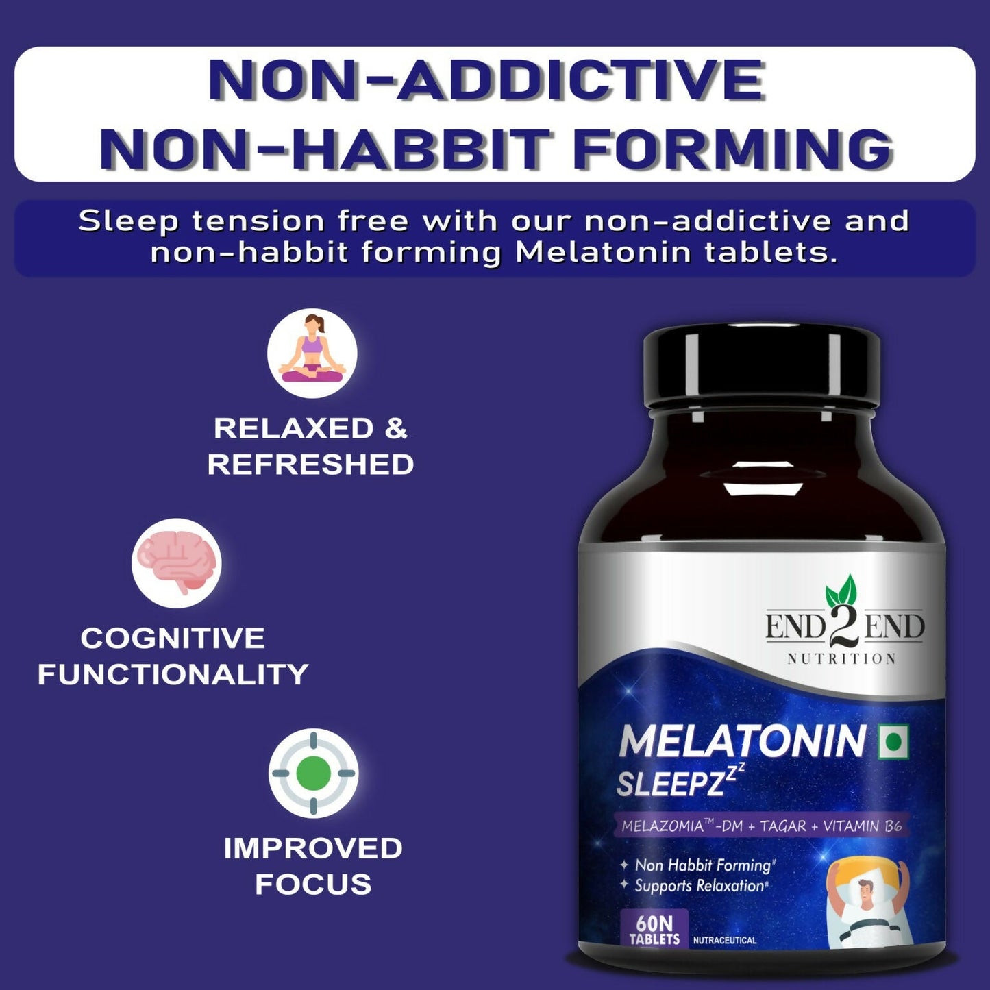 End2End Nutrition Melatonin Sleepzzz Tablets - Swadesiicart