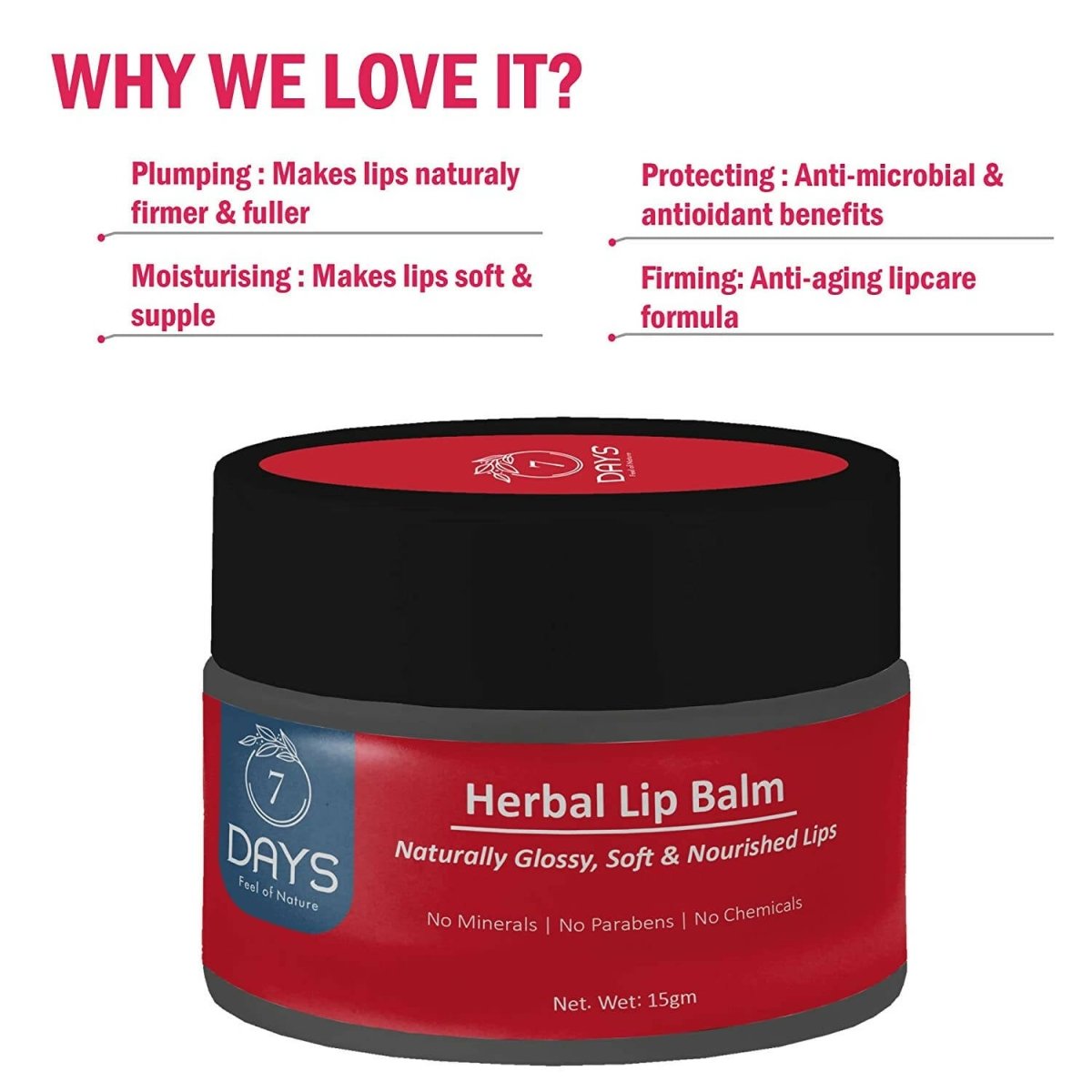 7 DAYS Herbal Lip Balm - Swadesiicart