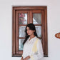 Zibaa Ivory & Yellow Muslin Short Chikankari Kurti - Swadesiicart