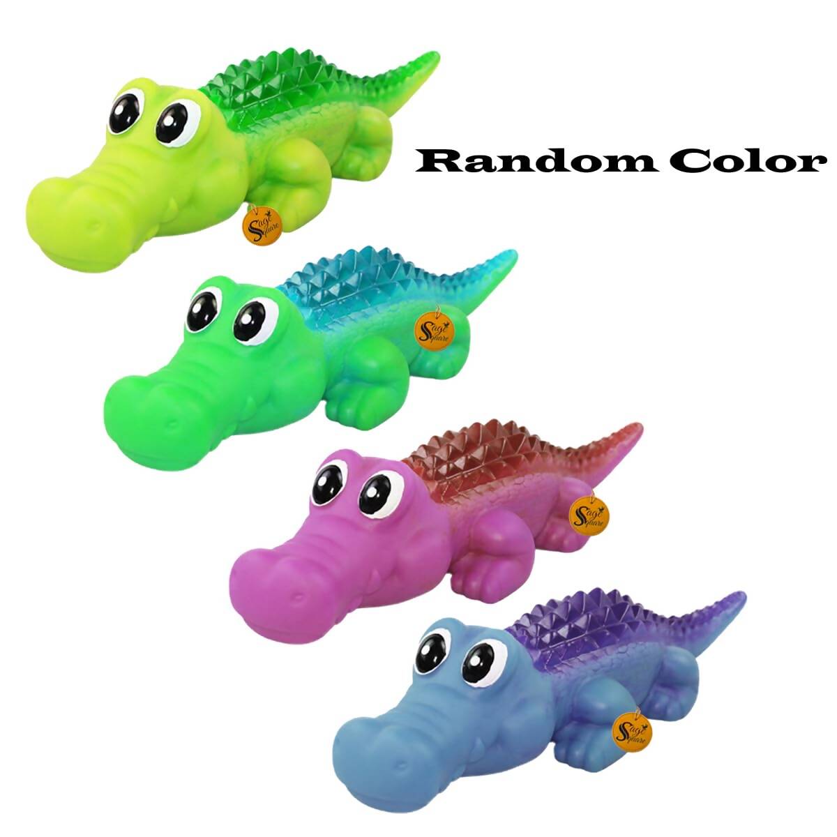 Sage Square Durable Interactive Dog Squeaky Crocodile Toy (Random Color) - Swadesiicart