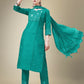 Jyoti Fashion Women's Rama Cotton Blend Embroidery & Fancy Lace work Kurta with Trouser & Dupatta | Swadesiicart
