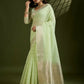 Vishnu Weaves Women's Pista Soft Silk Zari Woven Saree with Blouse - Swadesiicart