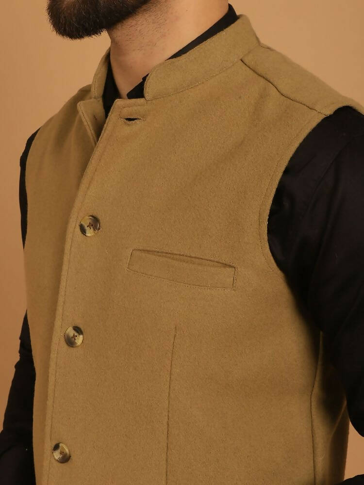 Even Apparels Pure Wool Nehru Jacket - Beige | Swadesiicart