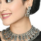 Mominos Fashion Johar Kamal Oxidised Silver-Plated Brass Finish Peacock Choker For Women (Silver) | Swadesiicart